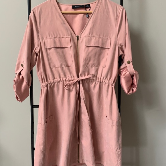 Faux Suede Zipper Mini Dress - Picture 1 of 7